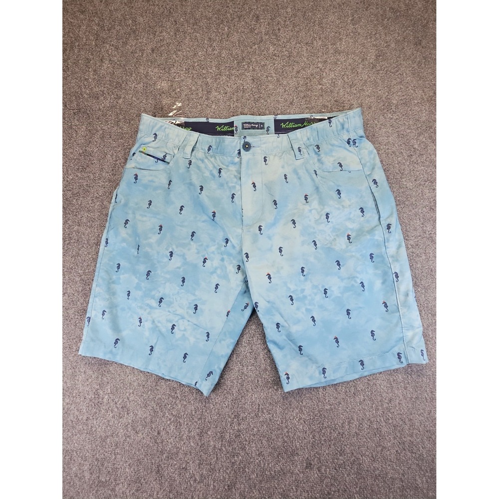 William Murray Mens Size 38 Straight Fit Golf Shorts Blue Seahorse Print 1827